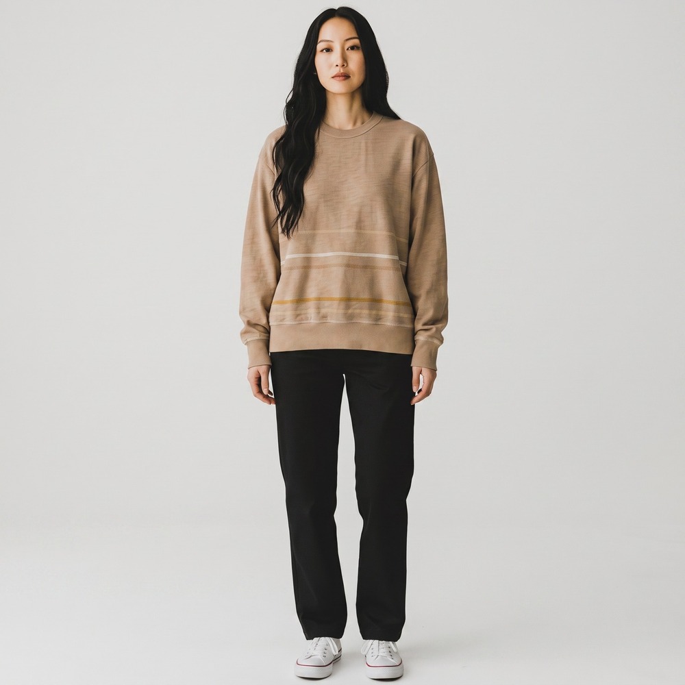 AG Adriano Goldschmied‎ Crewneck Sweatshirt Womens Small S Tan Striped